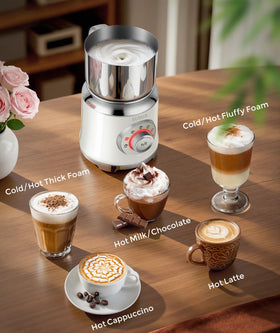 Sutaig milk frother demonstrates customizable foam textures for cappuccinos or lattes