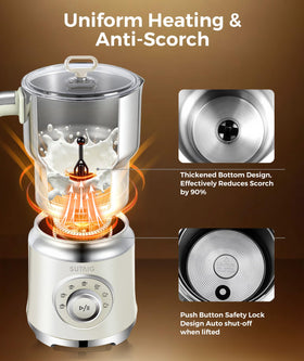 Sutaig four-in-one controls for hot dense, hot airy, heated milk, and cold foam
