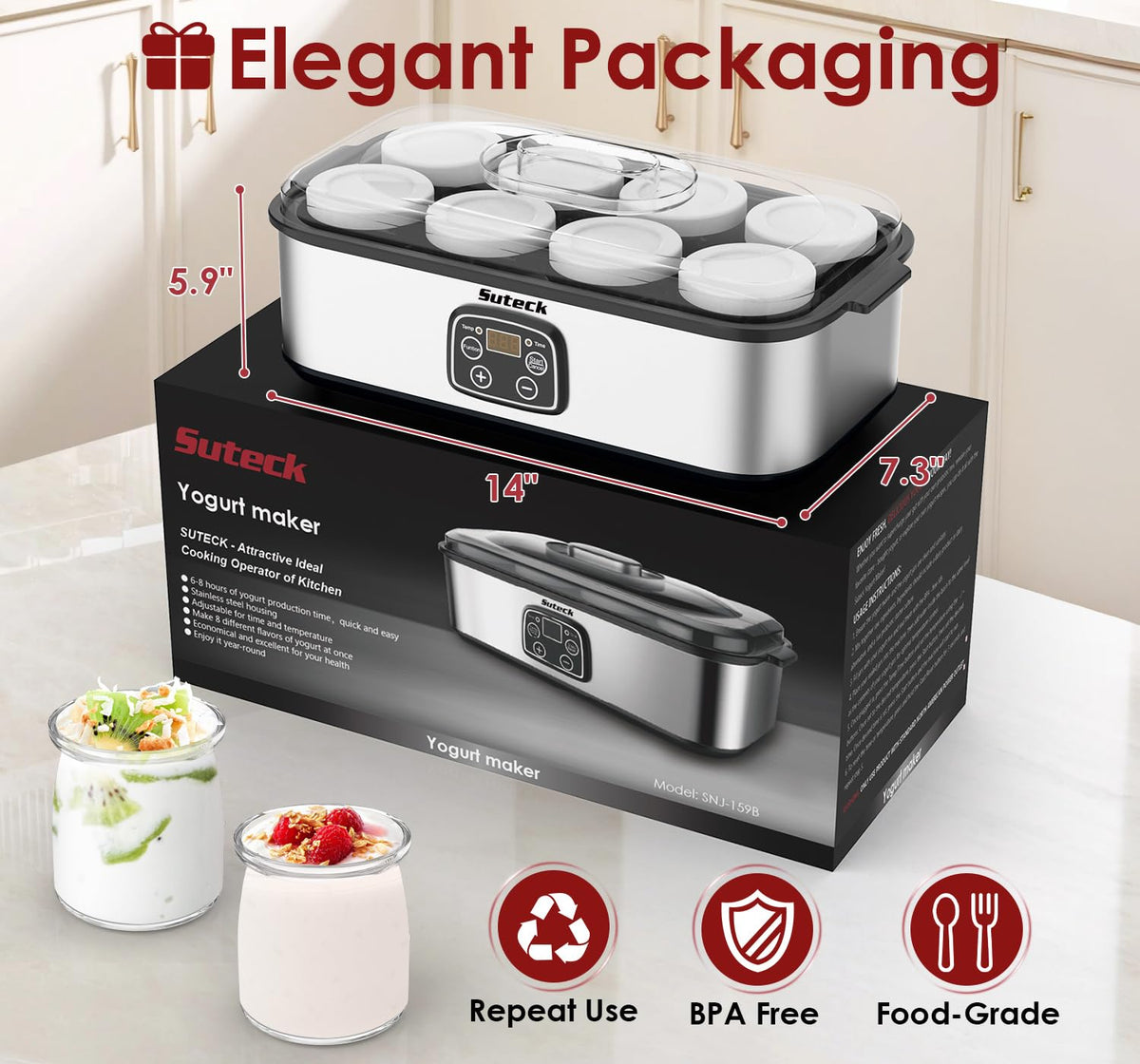Energy-efficient 25W design lowers electricity use in the kitchen.