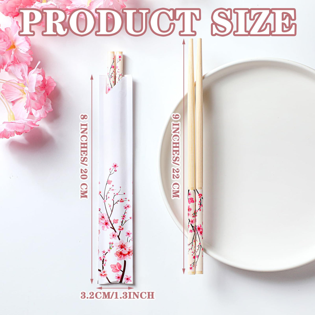 Suttmin cherry blossom chopsticks with blue flower sleeve for elegant service