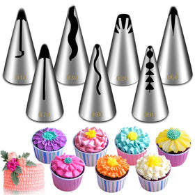 Suuker 7-piece pleated skirt piping tips set for versatile cake decorating
