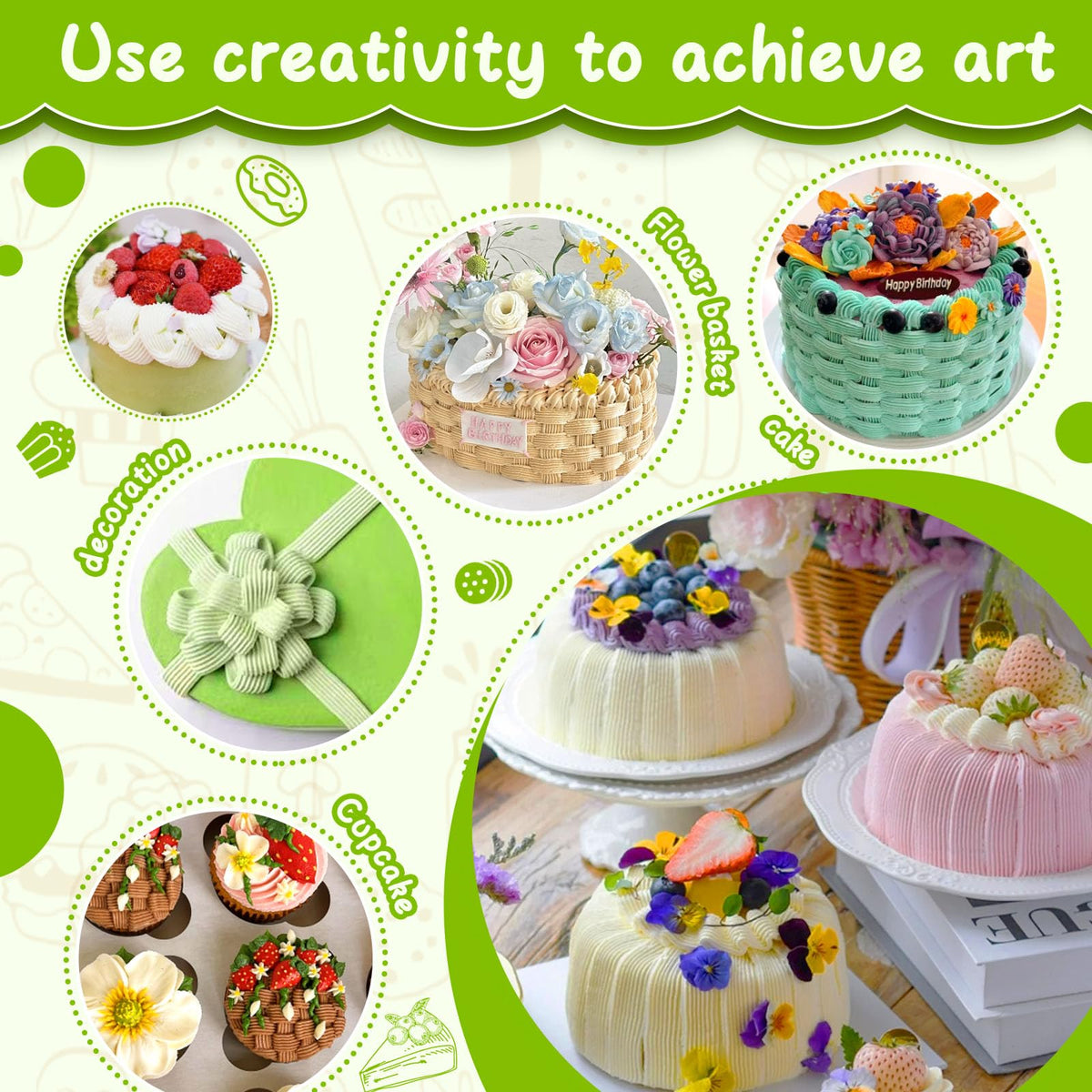 Suuker cupcake rose piping tip adds elegant swirls to cupcakes.