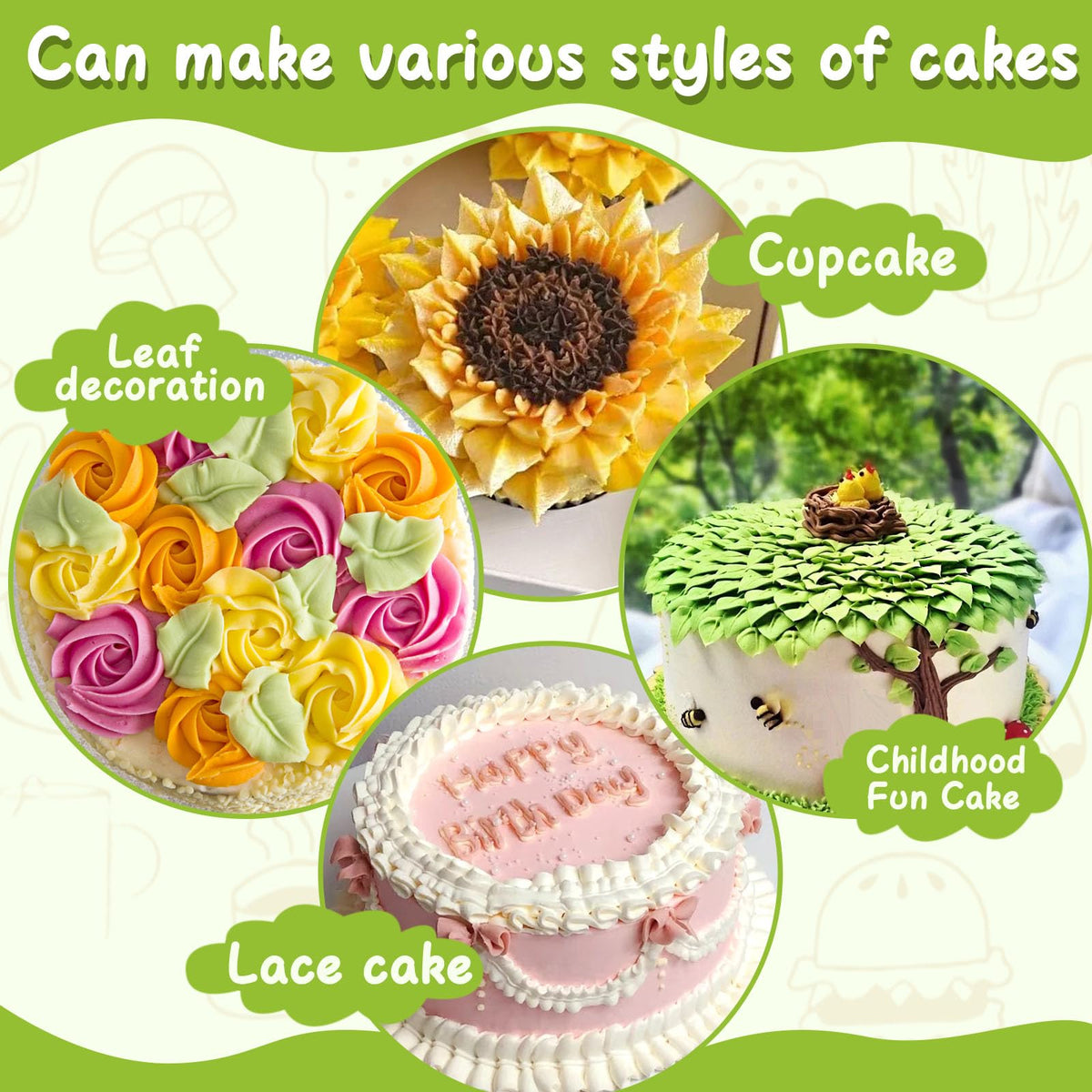Suuker 5-piece decorating kit for cake and cookie artistry.