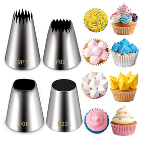 Suuker extra-large piping tips F02 F06 9ft R22L set for bold cake decorations.