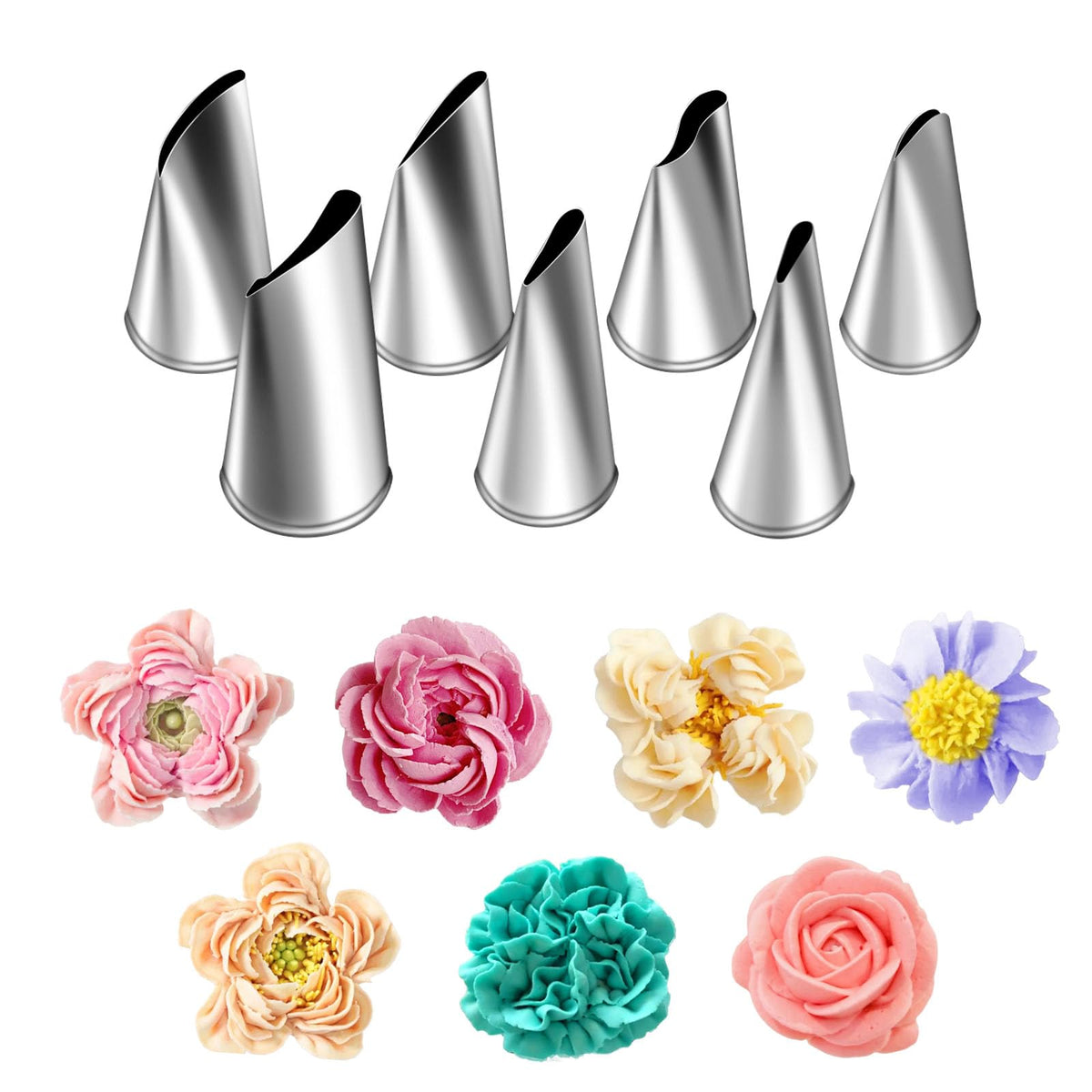 Suuker Fondant Rose Piping Tips Set for elegant rose decorations on cakes.