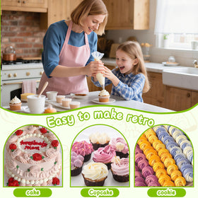 Suuker flower petal tips enable detailed decorations.