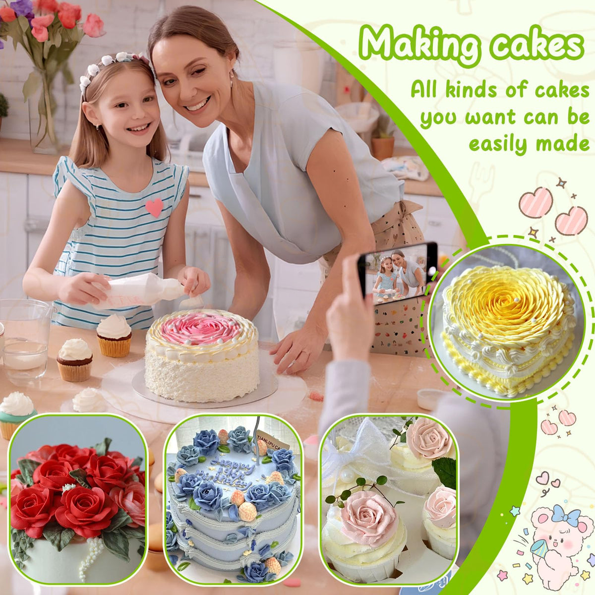 Suuker stainless steel piping tips for sharp, precise cupcake borders.