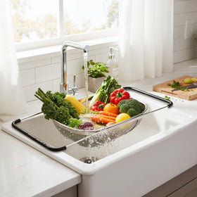 Suwimut 13x9-inch basket fits most sinks for versatile use.