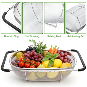 Suwimut expandable rubber grip handles for secure lifting over the sink.