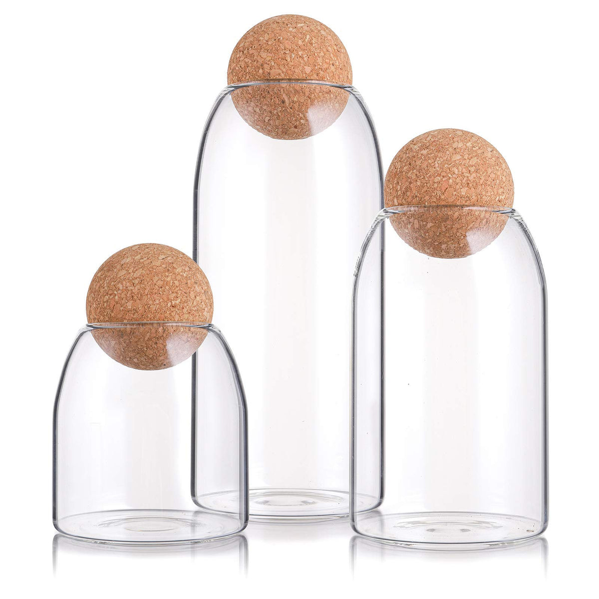Suwimut glass storage jar with ball cork lid 500ml compact spice organizer.