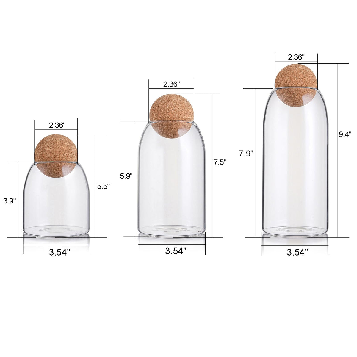 Suwimut glass storage jar 800ml with cork lid ideal for tea and sugar.