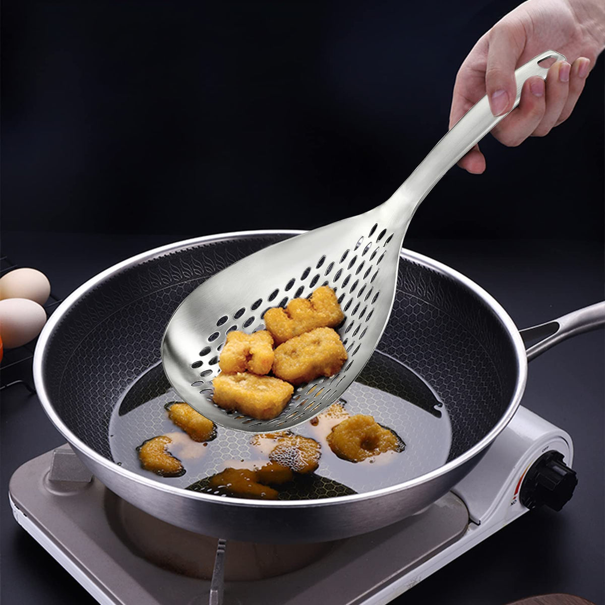Suwimut kitchen skimmer is dishwasher-safe for quick cleanup after meals.