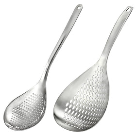 Suwimut skimmer spoon 13.6-inch with wide holes for quick draining.