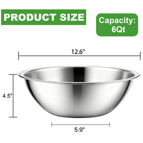 Suwimut mirror-finish stainless steel bowls measuring 12.6 inches.