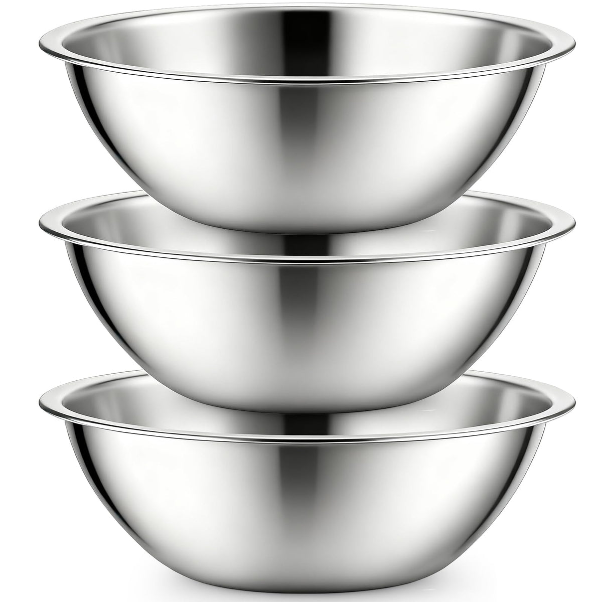 Suwimut three-pack bowls with flat base for stable mixing and serving.