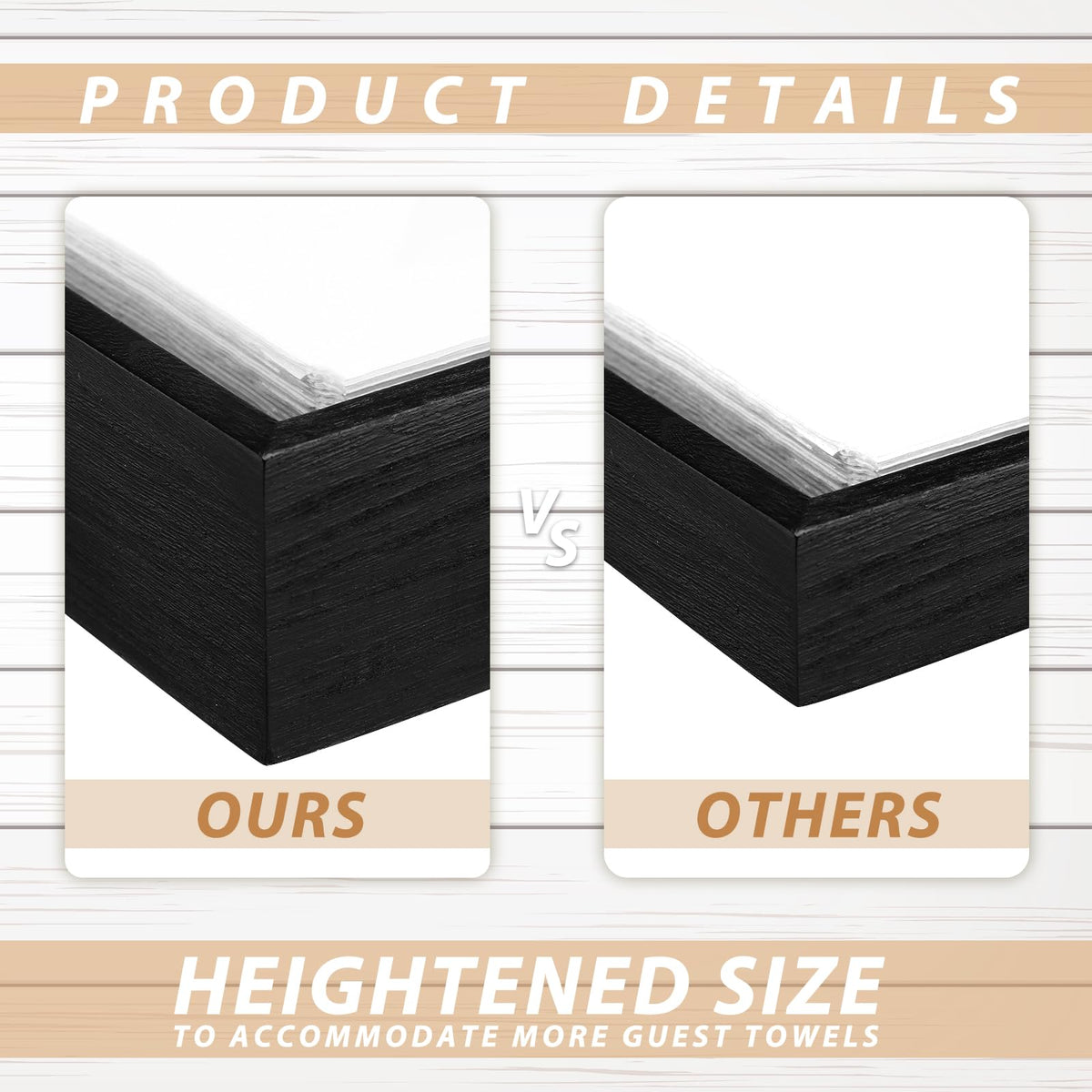 Suzile two-pack black wooden towel holder, open slot emphasizes easy front access to towels.