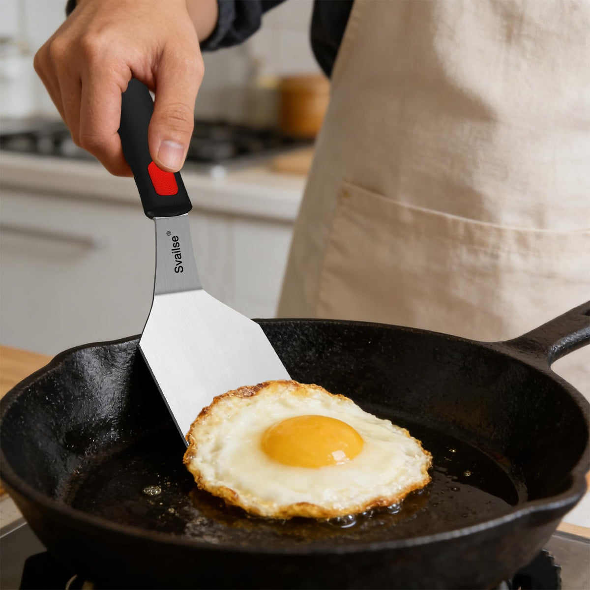 Svailse cast-iron skillet spatula compatible with sturdy pans