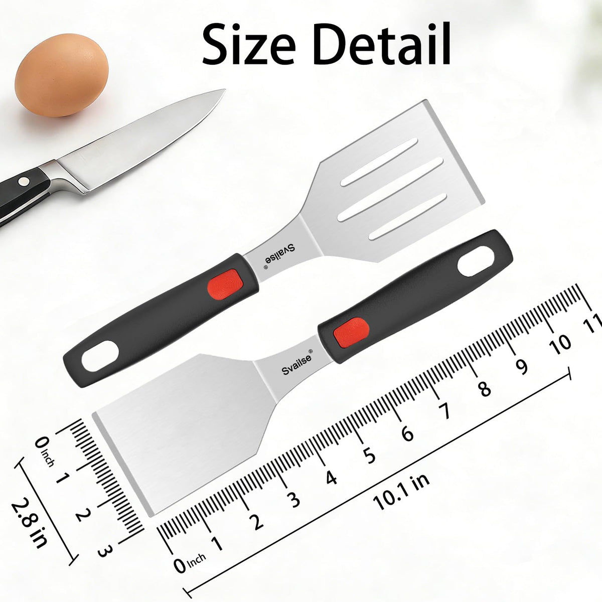 Svailse solid stainless steel spatula for sturdy flipping and lifting