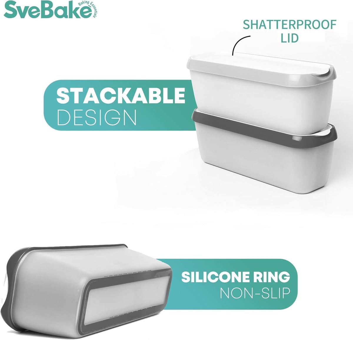 SveBake color-coded lids distinguish flavors at a glance and keep contents fresh.