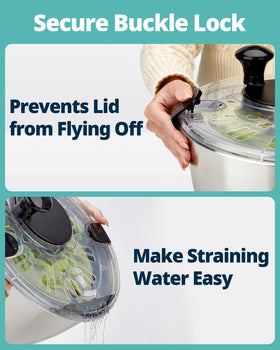 SveBake locking lid system securely closed during spinning.