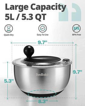 SveBake non-slip base keeps the spinner steady on any counter.