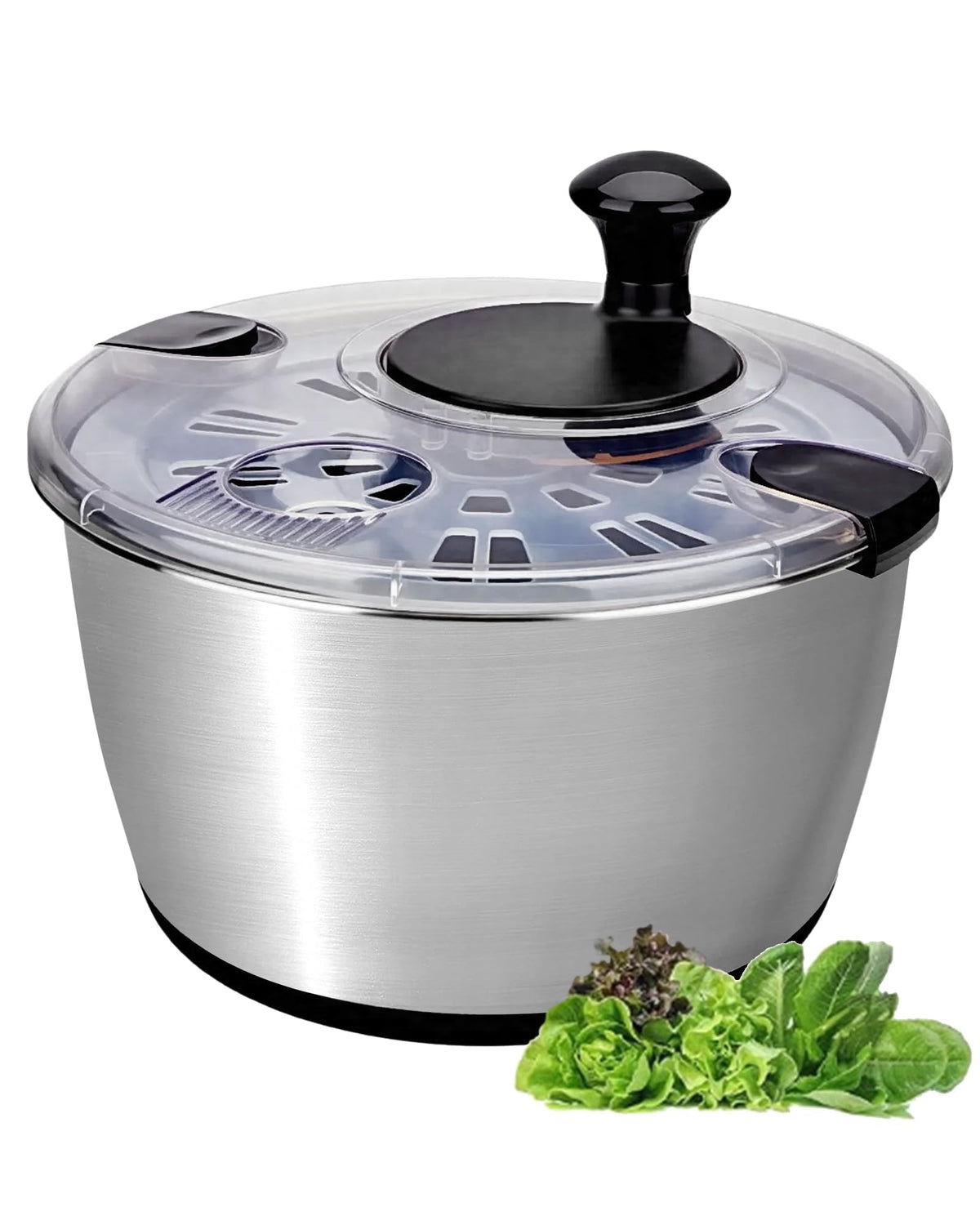 SveBake salad spinner showing 6.34QT capacity for batch washing greens.