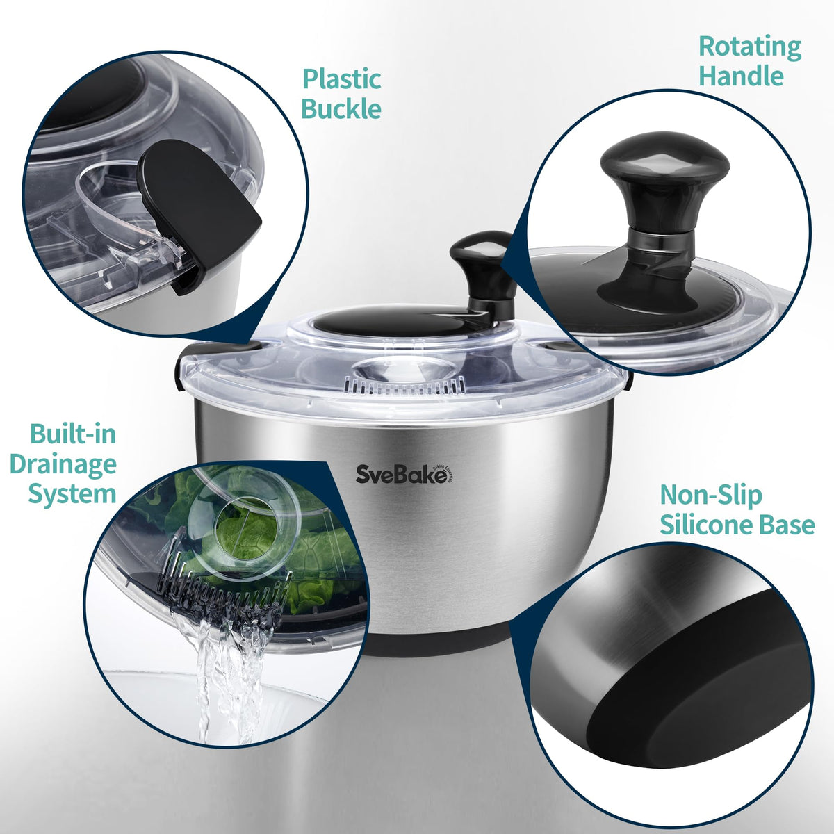 SveBake silicone-base provides a stable, non-slip grip on the counter.