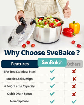SveBake stainless steel outer bowl and inner basket.