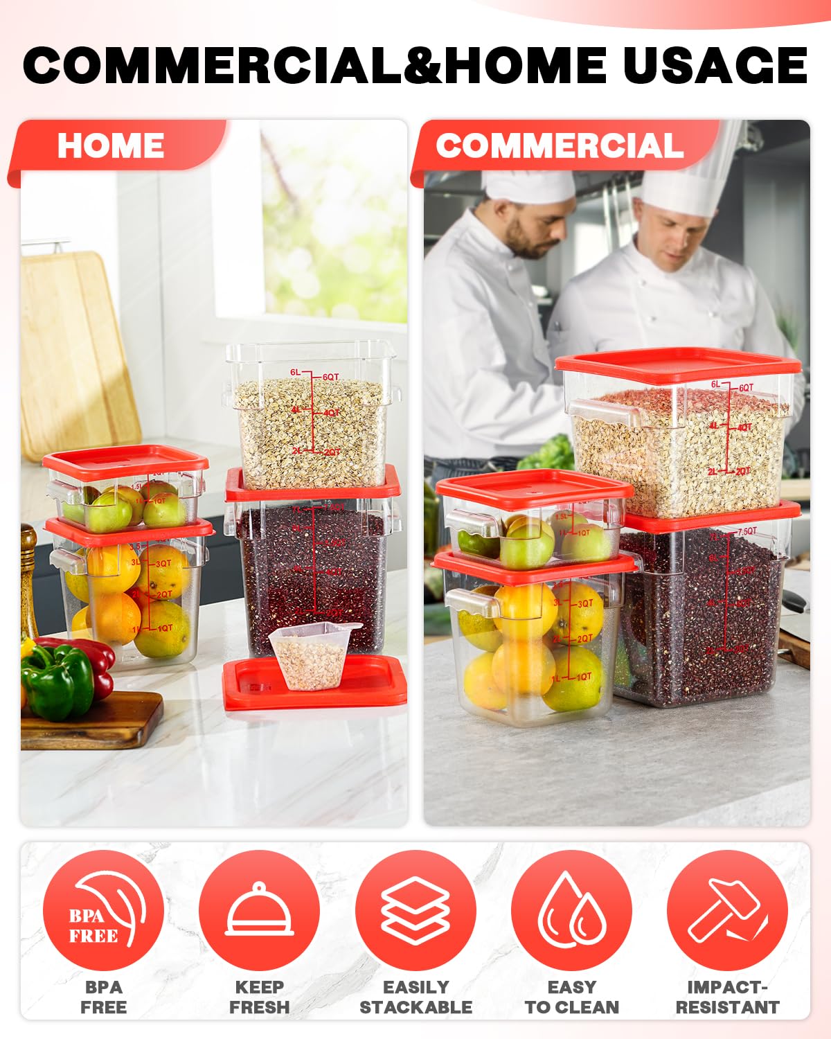 SVKLHY stackable design saves space while organizing kitchen or prep area.