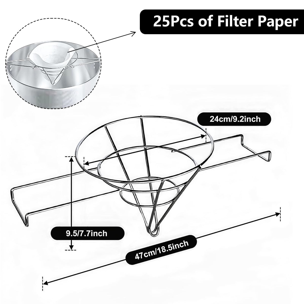 SVTELI Maple Syrup filter holder with cone filters ready for use in syrup filtration.