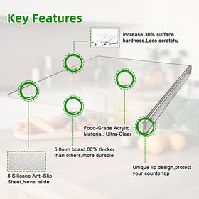 Clear SWSKR cutting board with a smooth surface for easy slicing