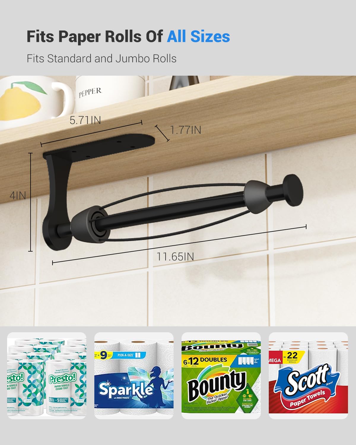 Swaitee adhesive install kit included for drill-free mounting.
