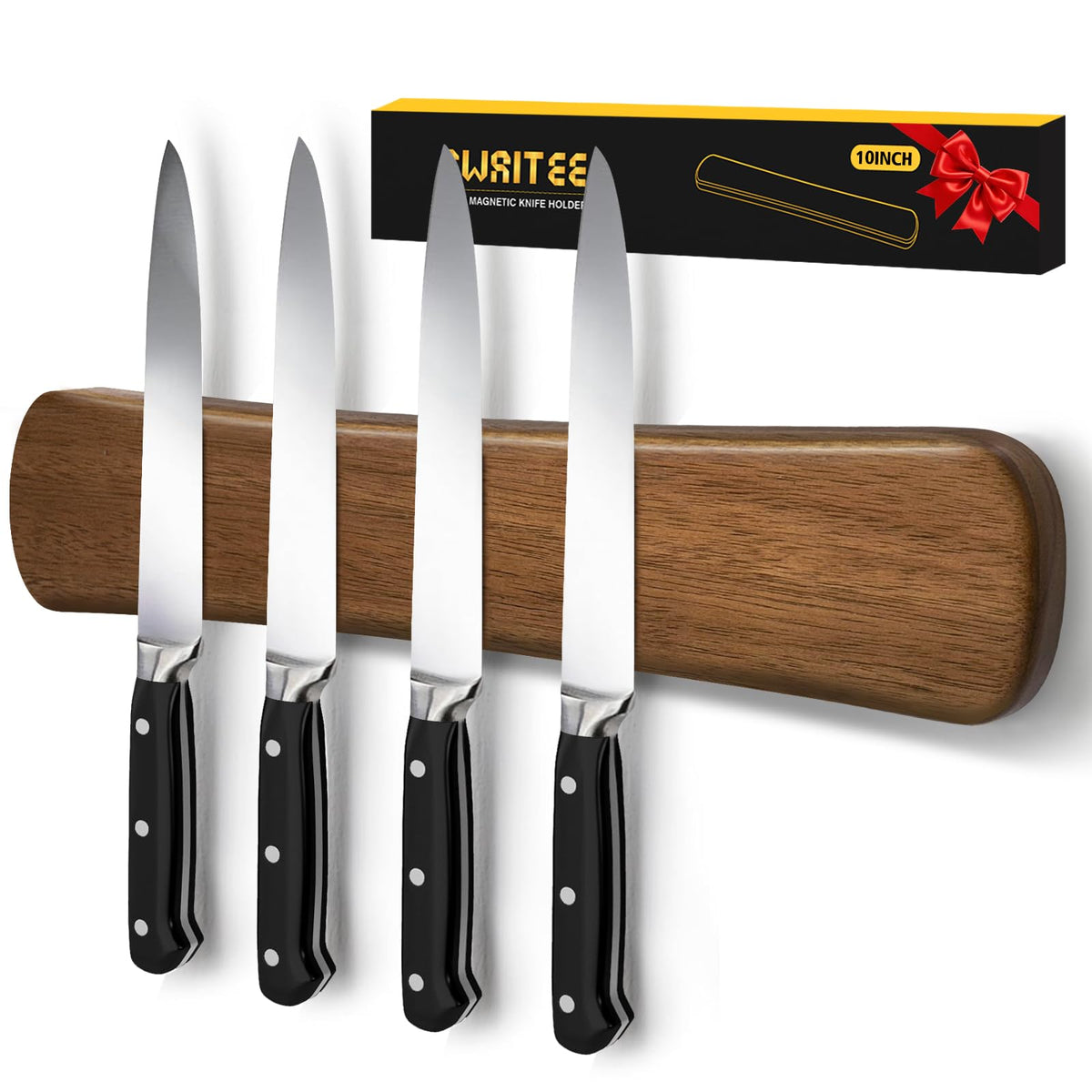 Swaitee magnetic knife-strip with full-length magnets for easy access