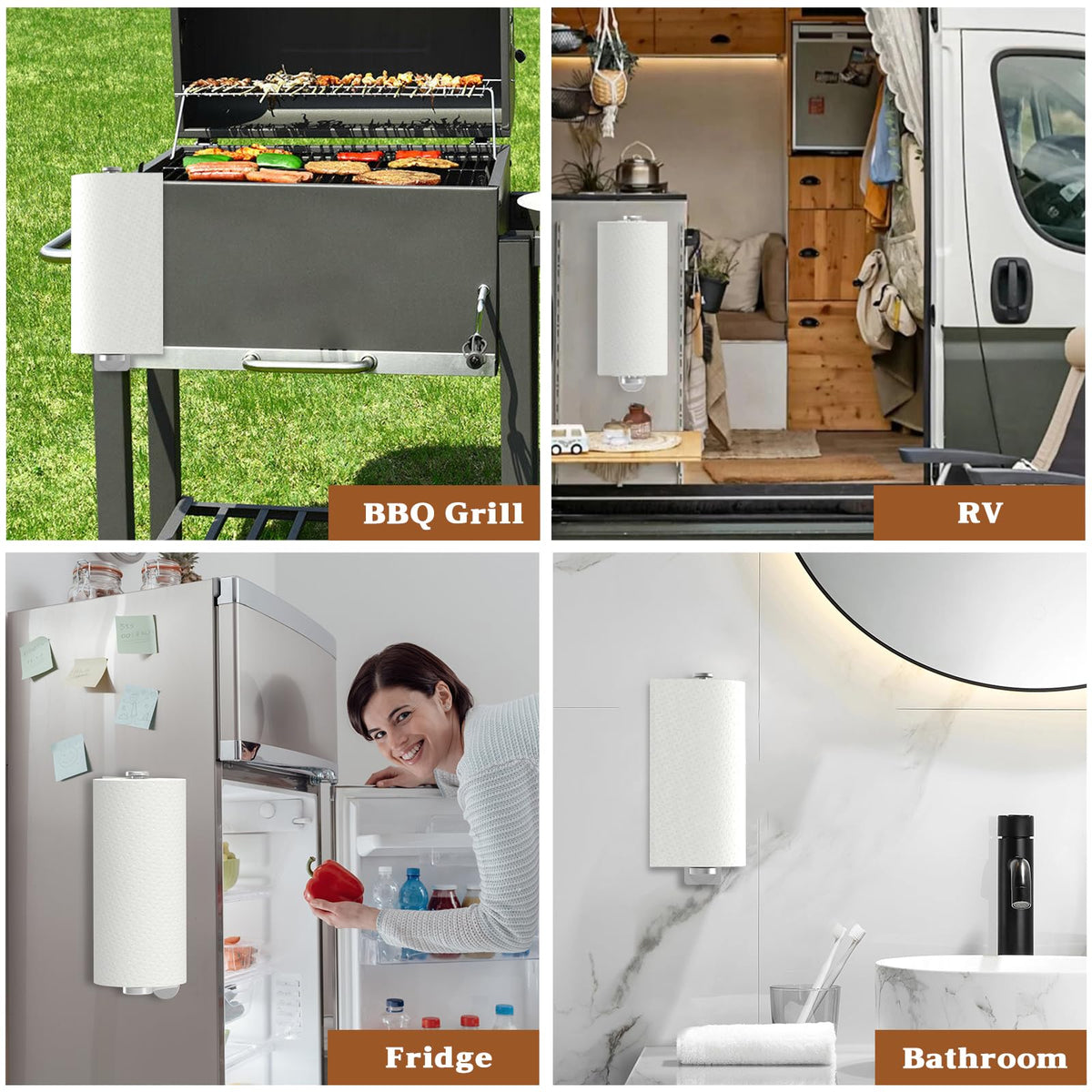 Swaitee silver finish adds a sleek touch to fridge and cabinet surfaces.