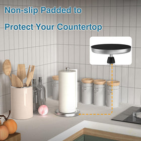 Weighted base on the counter provides non-slip stability for towels