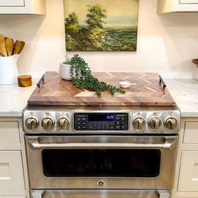 SwallowLiving Noodle Board on stove to expand counter space