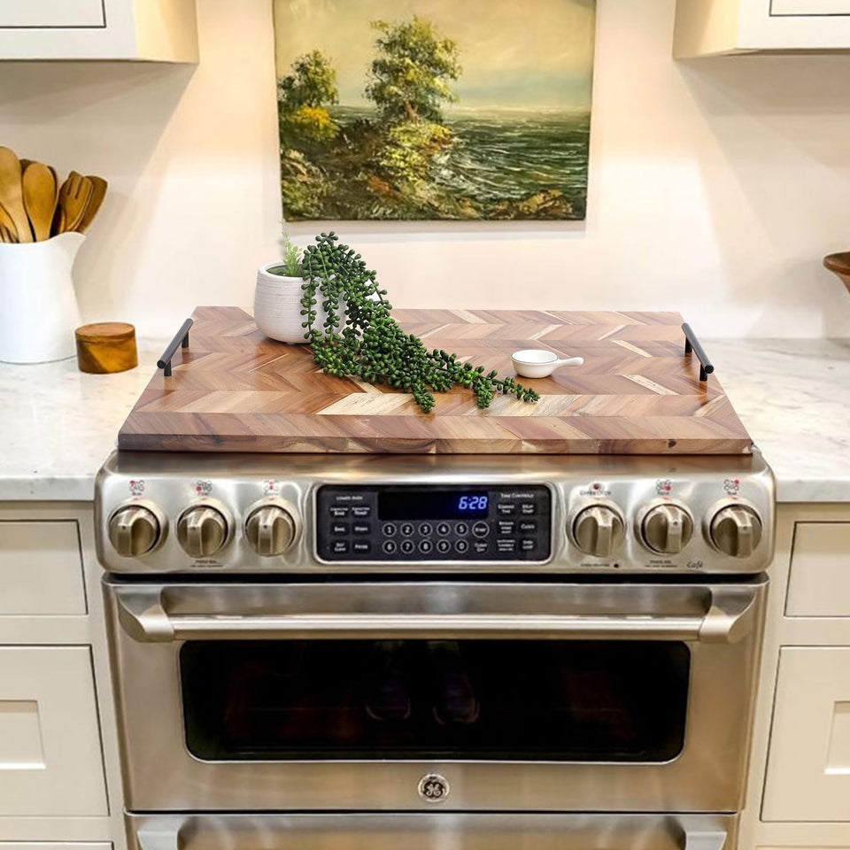 SwallowLiving Noodle Board on stove to expand counter space
