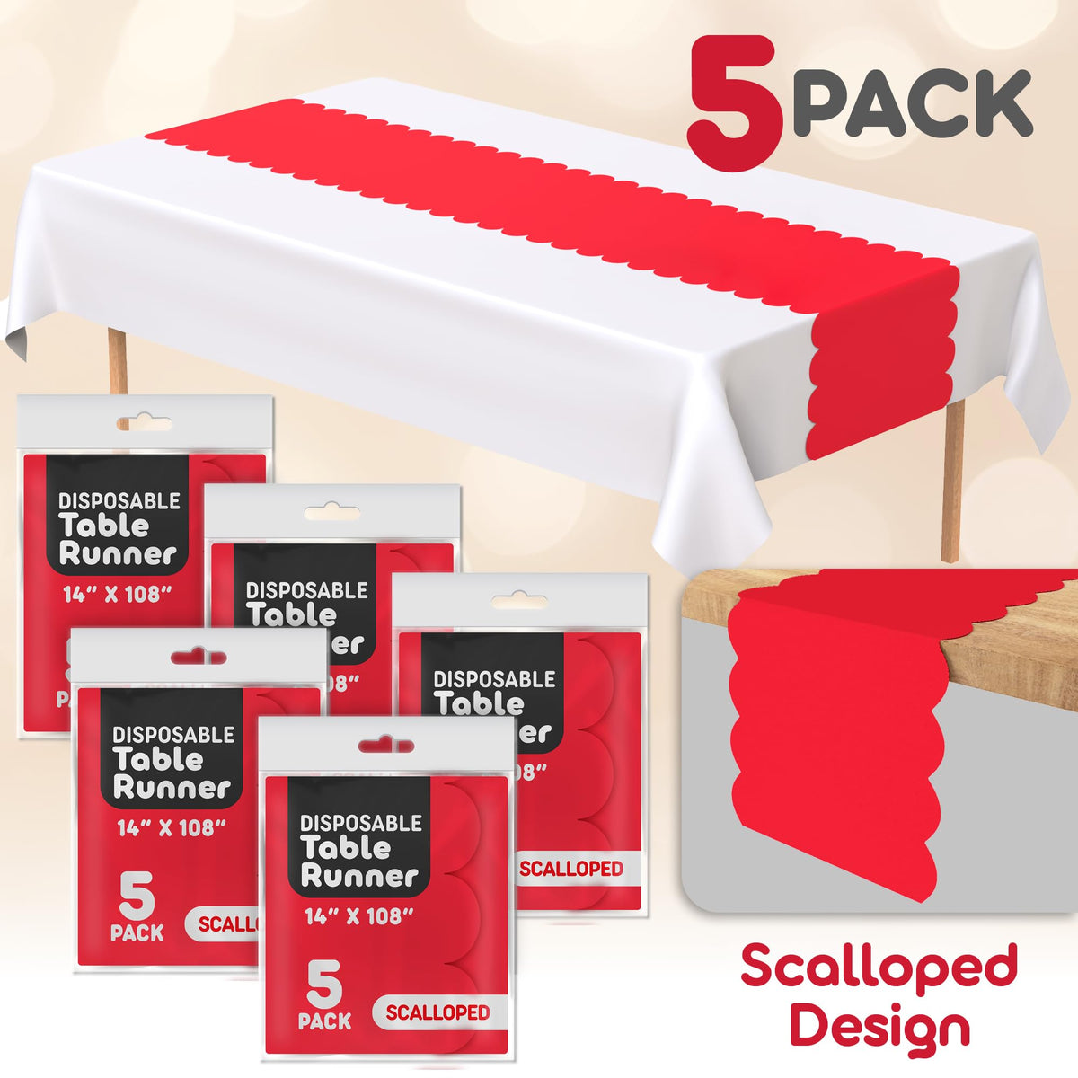 Swanoo colorful scallop table runners brighten any buffet or tabletop.