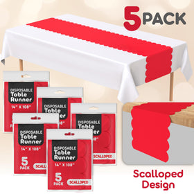 Swanoo colorful scallop table runners brighten any buffet or tabletop.