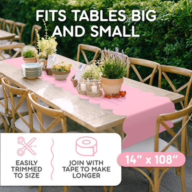Swanoo light pink scallop table runner pack shot demonstrates 5-pack value