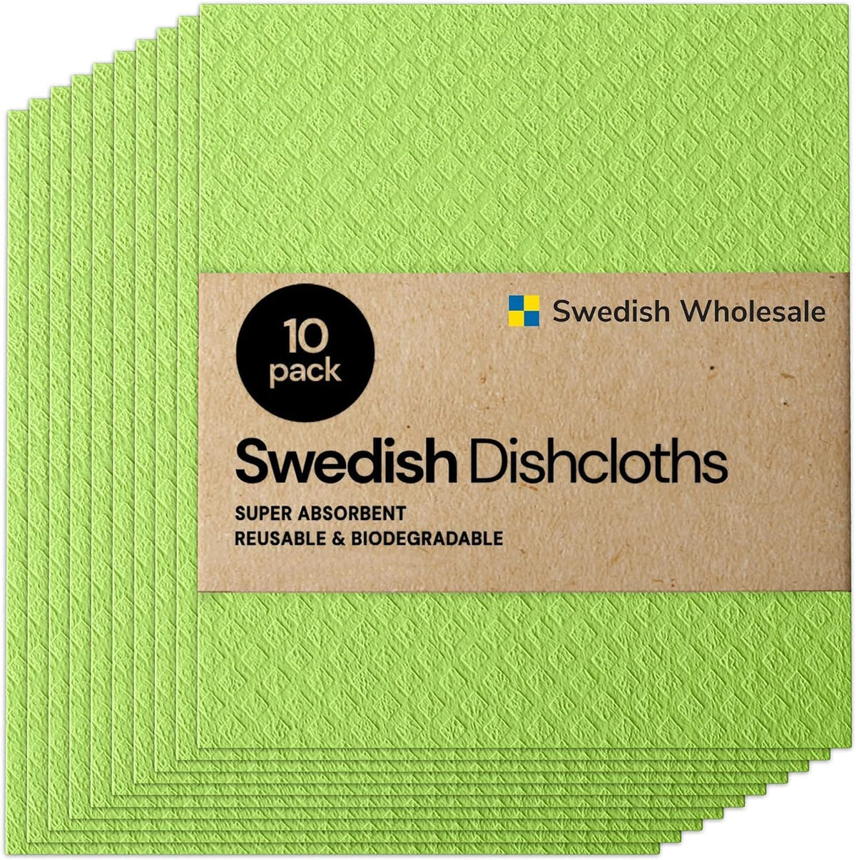 Swedish Wholesale dishcloths in lime demonstrate high absorbency for quick kitchen cleanups.