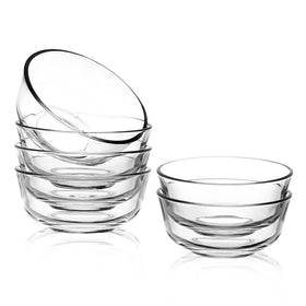 Sweejar 8 oz glass bowls stacked neatly for quick meal prep.