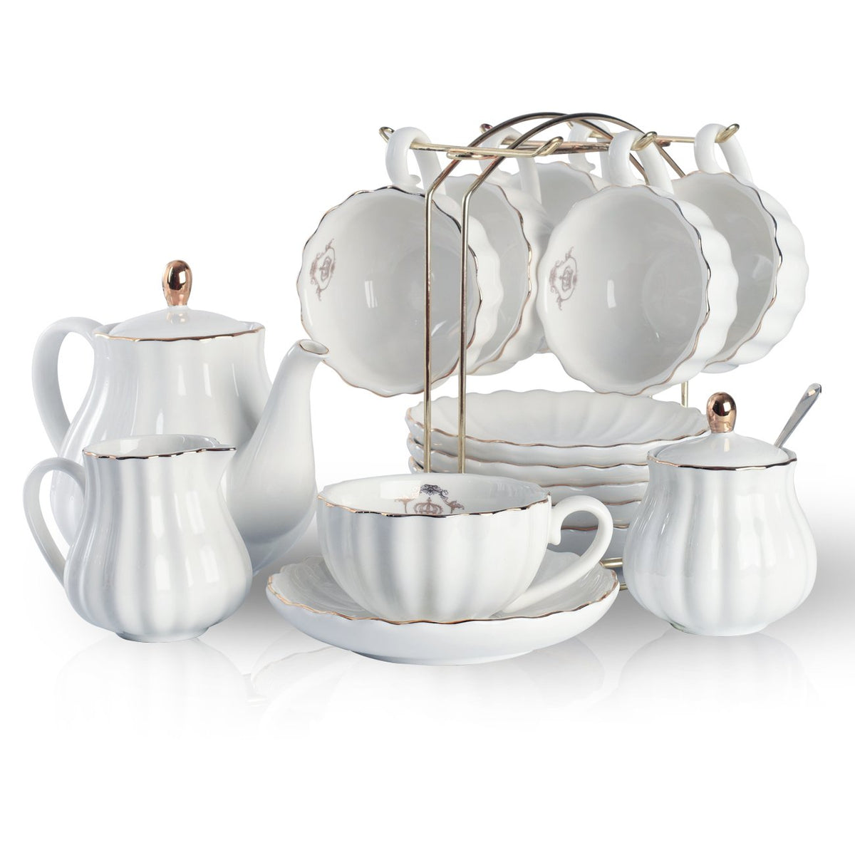 Sweejar British Royal porcelain tea set with cups and saucers for elegant tea service
