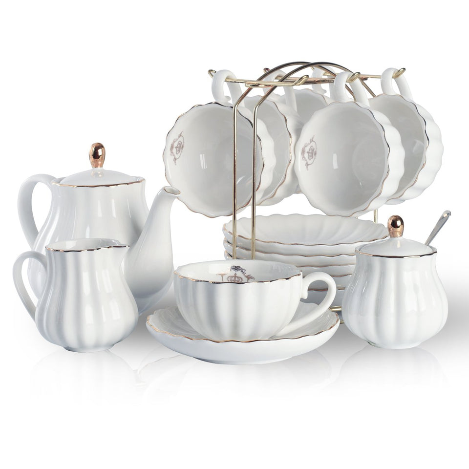 Sweejar British Royal porcelain tea set with cups and saucers for elegant tea service
