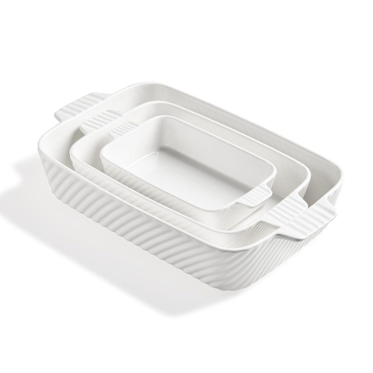 Sweejar ceramic baking dish set with handle for easy oven-to-table serving.