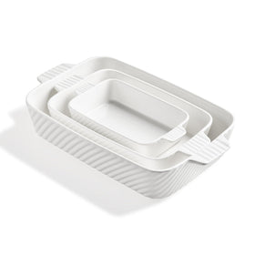 Sweejar ceramic baking dish set with handle for easy oven-to-table serving.