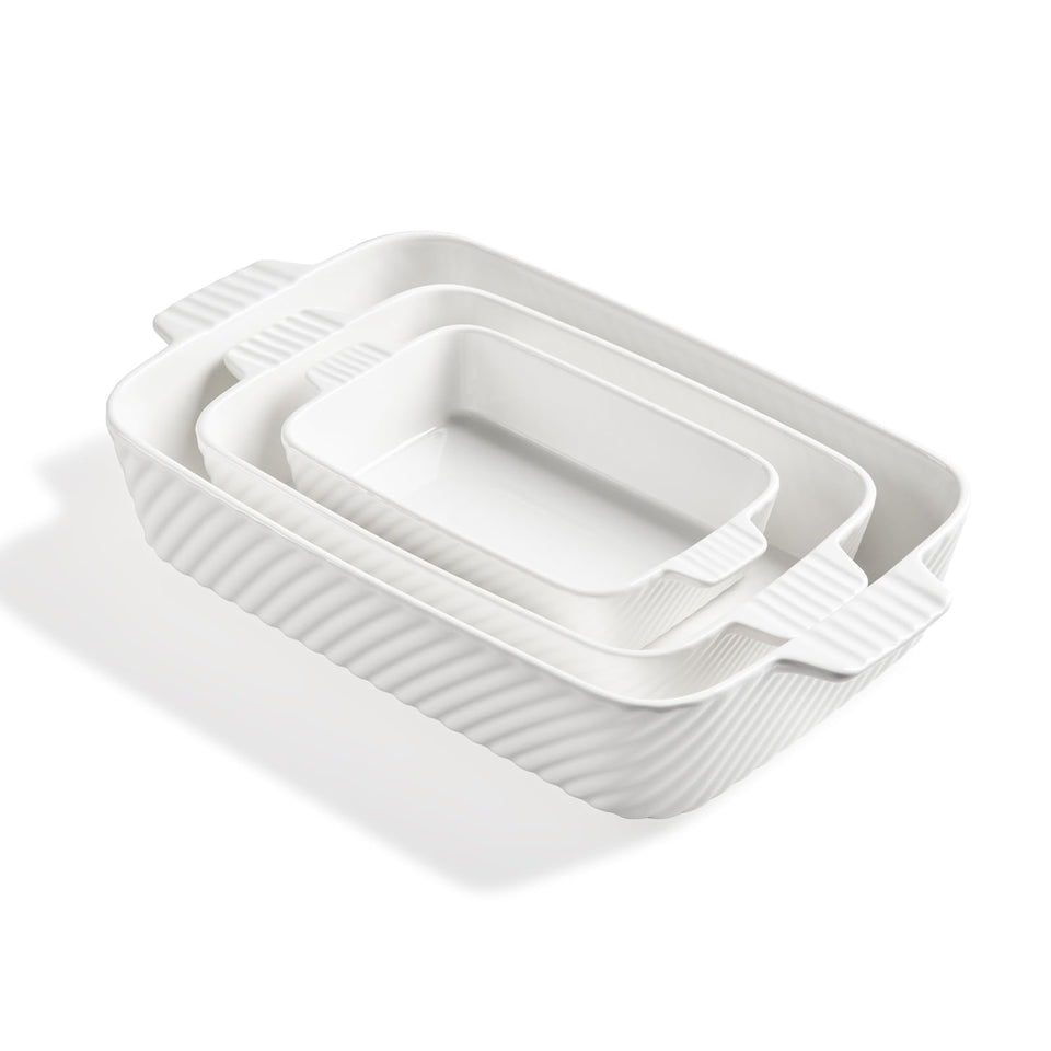 Sweejar ceramic baking dish set with handle for easy oven-to-table serving.