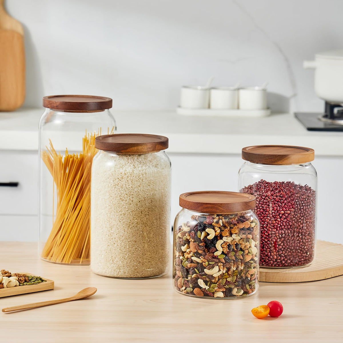 Sweejar jar for coffee, tea leaves, or cereals with transparent visibility.