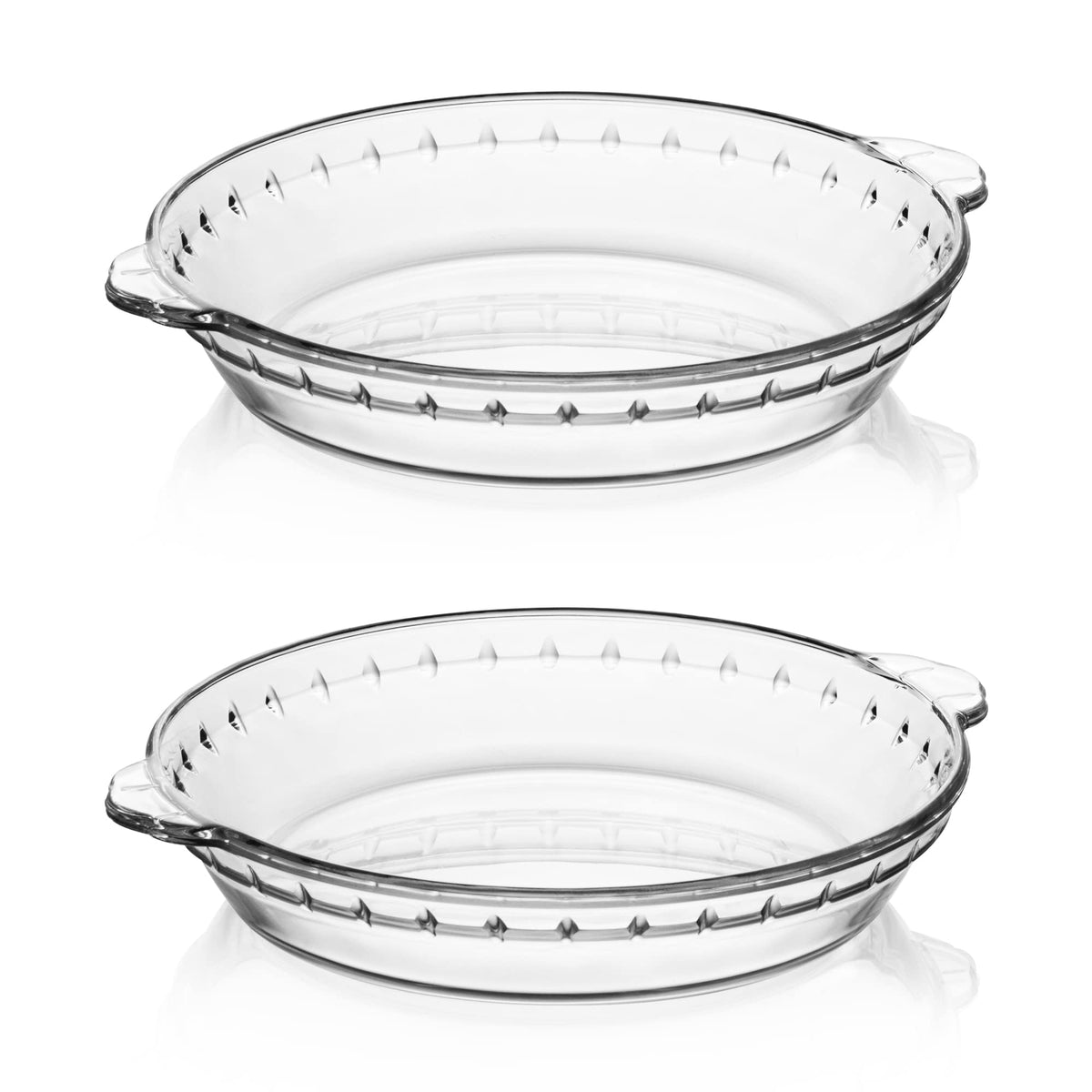 Sweejar glass pie pan with soft wave edge for even baking.
