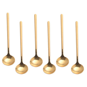 Sweejar gold coffee spoons 6pc set with durable 18/8 stainless steel.